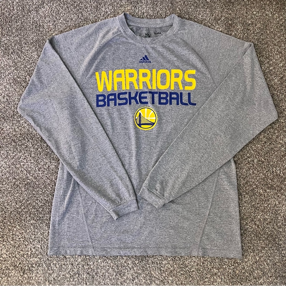Pre-Owned Worn Adidas Long Sleeve Warm up Dri-Fit Grey Golden State Warriors GSW